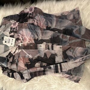 Desigual Artistic Floral Shirt in Pink and Gray